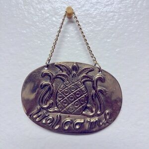 Brass Pineapple Welcome sign